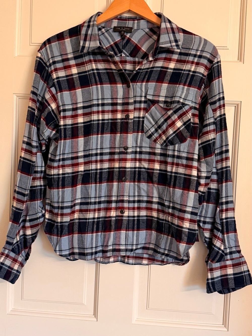 rag & bone Light Blue, Navy & Burgundy Plaid Shirt